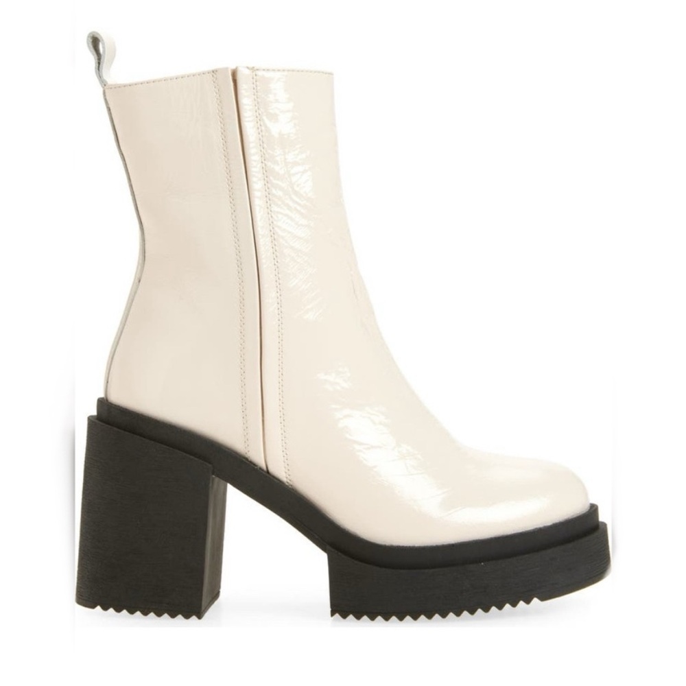 Steve Madden $140 Sawyer Patent Leather Block Heel Platform Boots Size 9.5US NEW - Picture 2 of 13